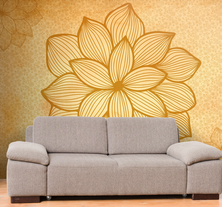 Photo murale Grande fleur et motif paisley - TenStickers