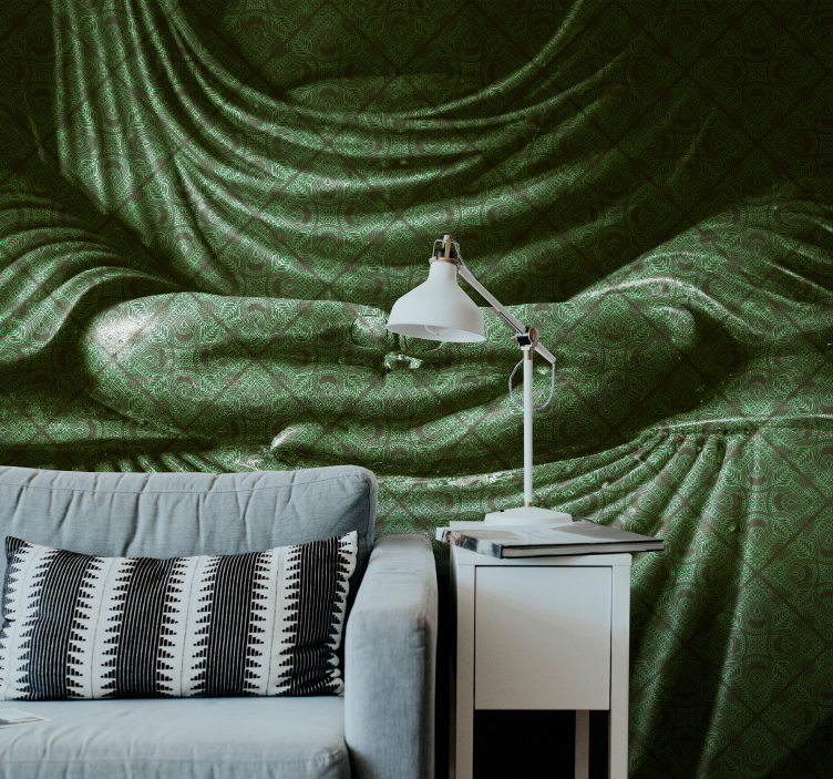 Photo murale Paisley sur fond vert texturé - TenStickers