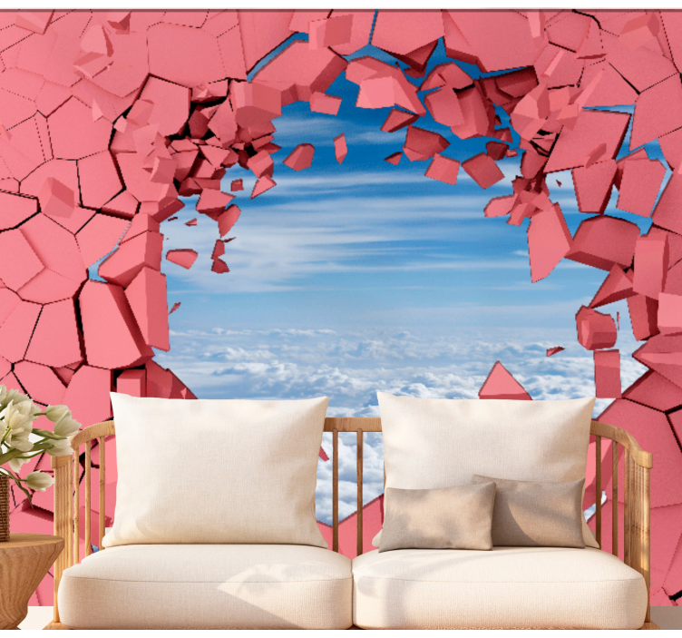 Tapisserie 3d briser les murs - TenStickers