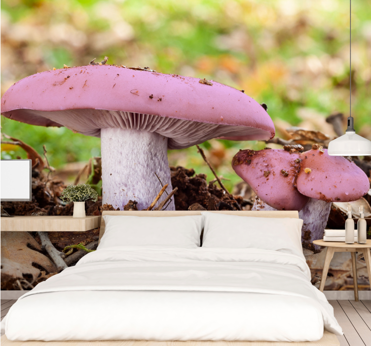 Tapisserie autres fleurs champignon rose cluster - TenStickers