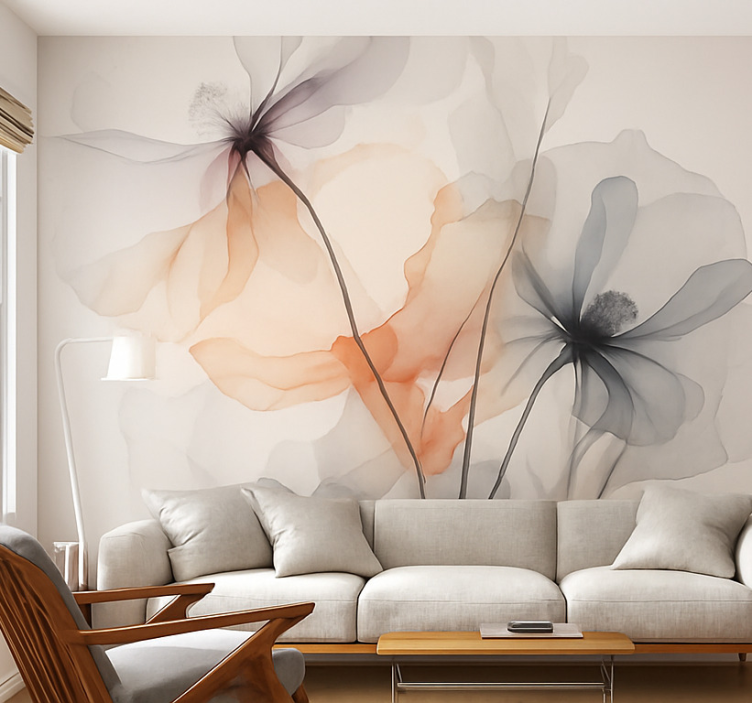 Tapisserie autres fleurs chiots aquarelle - TenStickers