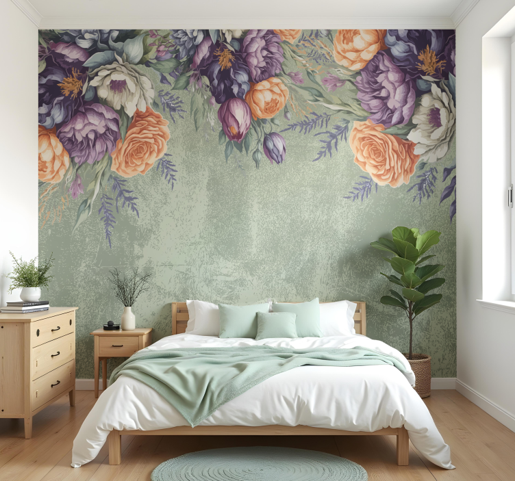 Tapisserie chambre adulte motif floral vintage - TenStickers