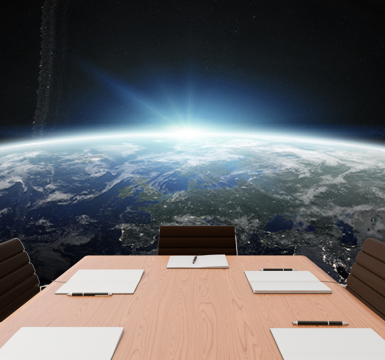 Tapisserie espace vue en perspective de la terre - TenStickers