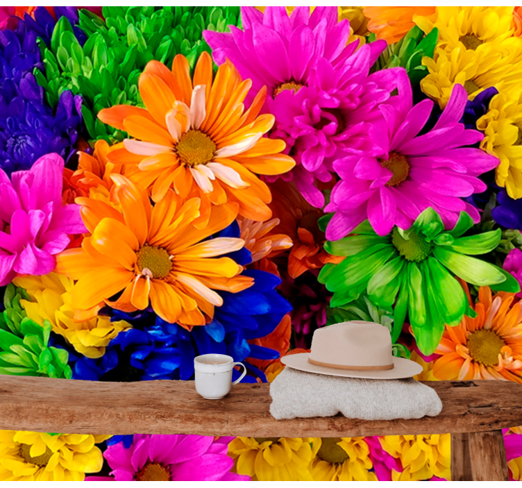 Tapisserie fleur arrangement botanique coloré - TenStickers