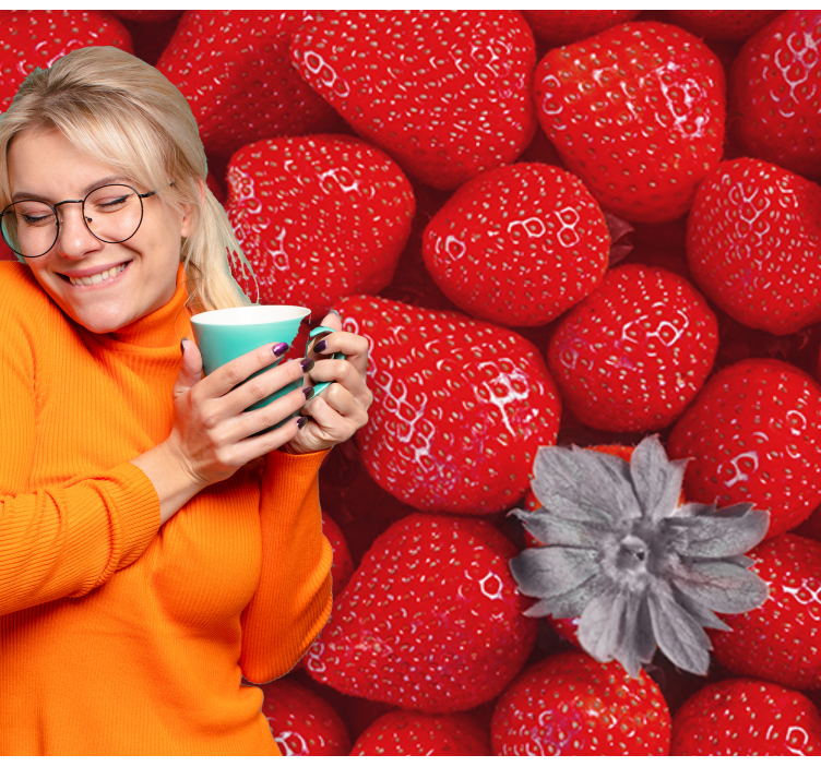 Tapisserie fleur fraise et Éclosion - TenStickers