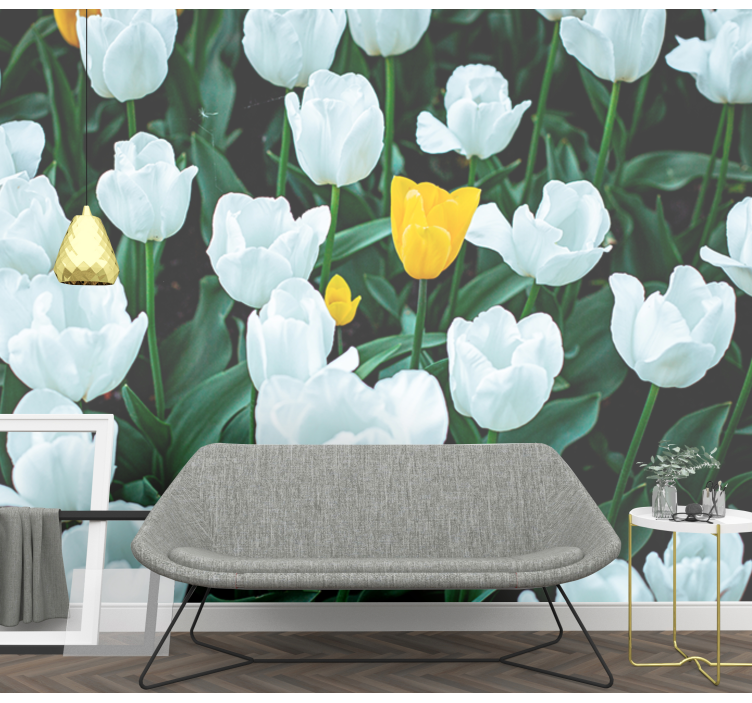 Tapisserie fleur les tulipes blanches fleurissent - TenStickers
