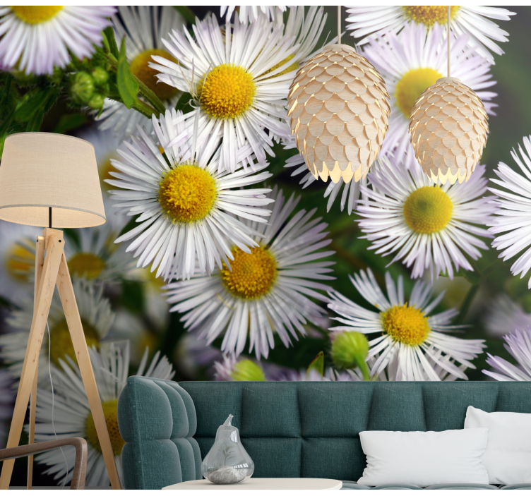 Tapisserie fleur marguerites blanches charmantes - TenStickers