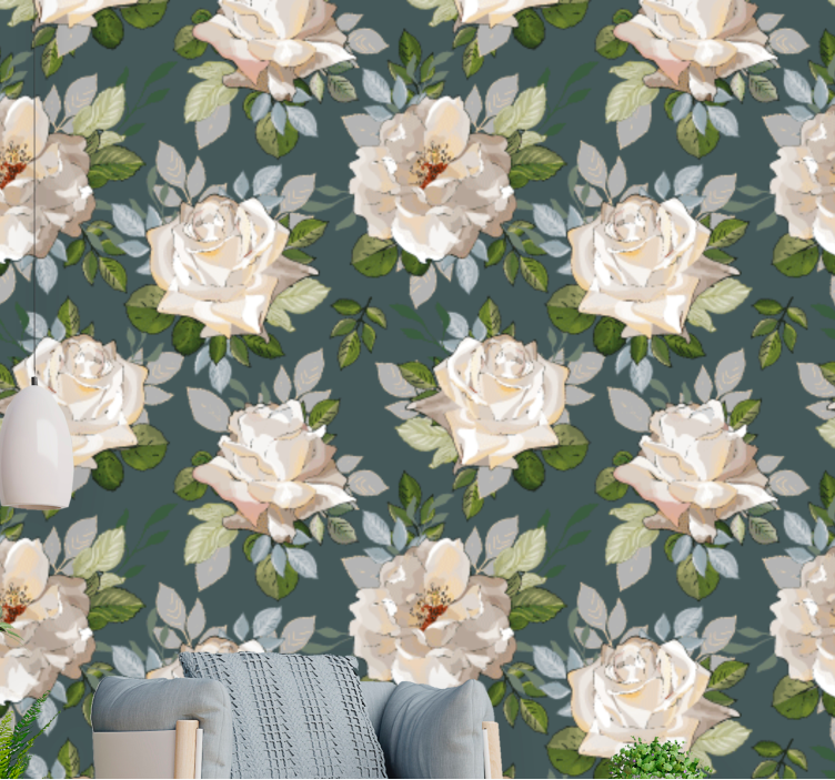 Tapisserie fleur motif floral rose - TenStickers