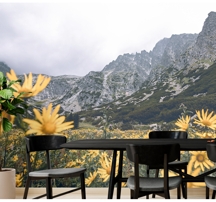 Tapisserie fleur prairie de fleurs jaunes - TenStickers