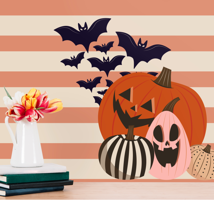 Tapisserie halloween citrouilles et chauves-souris - TenStickers