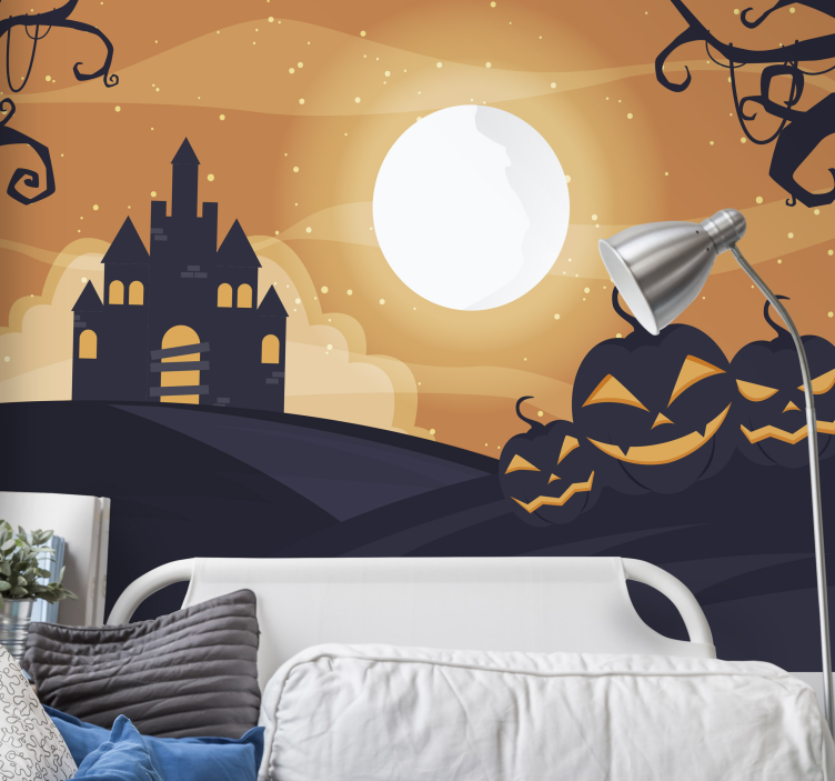 Tapisserie halloween nuit de château hanté - TenStickers