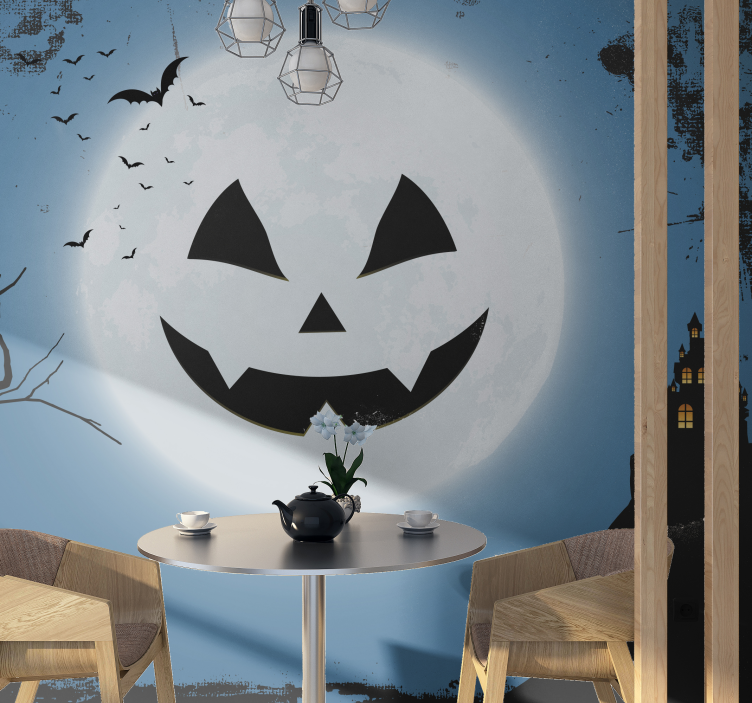 Tapisserie halloween sourire effrayant de citrouille - TenStickers