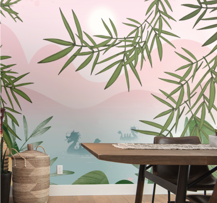 Tapisserie jungle paysage de bambou serein - TenStickers