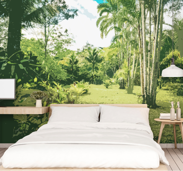 Tapisserie jungle paysage tropical luxuriant - TenStickers