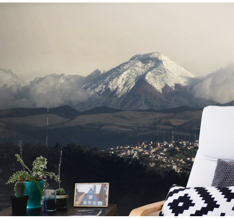 Tapisserie montagne perspective sur la montagne enneigée - TenStickers