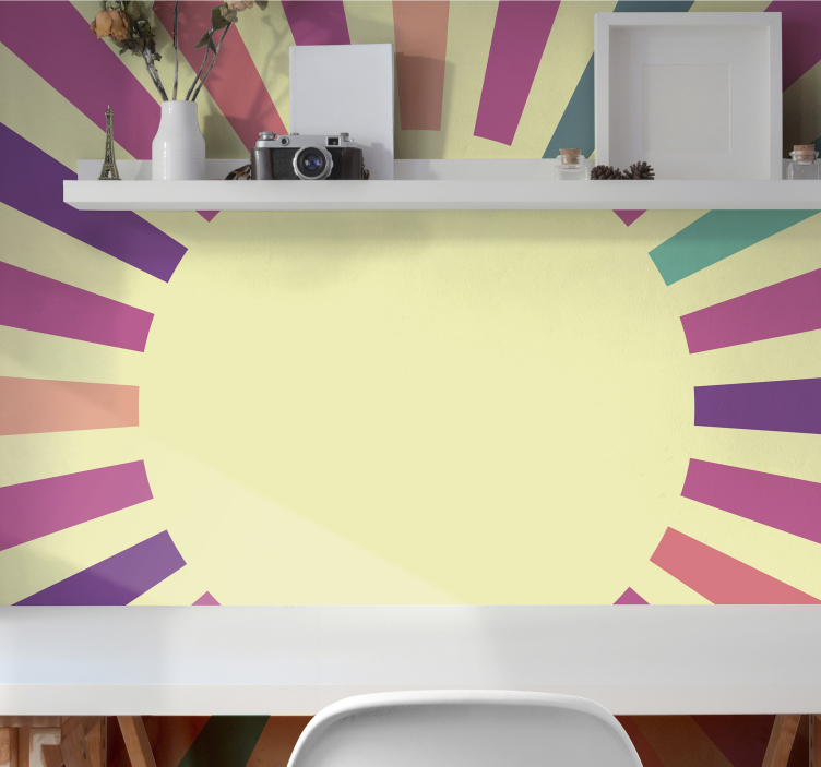 Tapisserie murale abstraite motif rayonnant de soleil - TenStickers