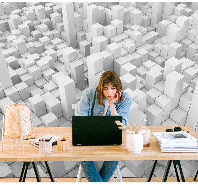 Tapisserie murale abstraite structures mono géométriques - TenStickers