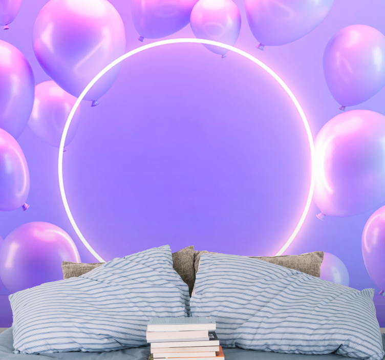 Tapisserie murale amour cercles de ballons flottants - TenStickers