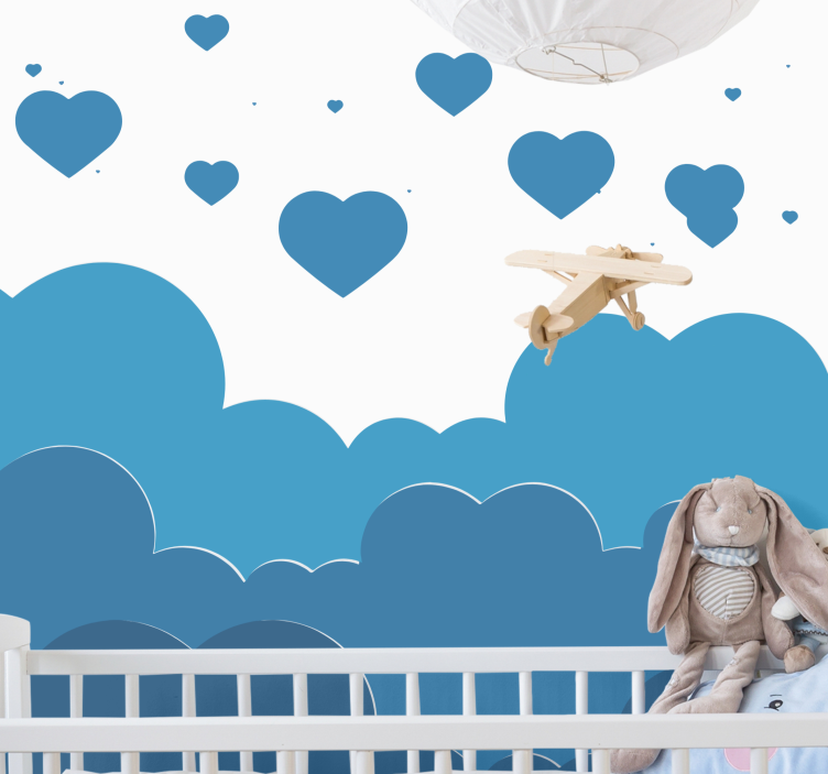 Tapisserie murale amour nuages et cœurs - TenStickers
