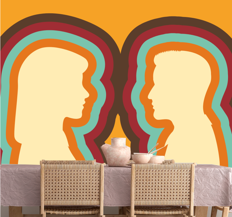 Tapisserie murale amour silhouettes de couple - TenStickers