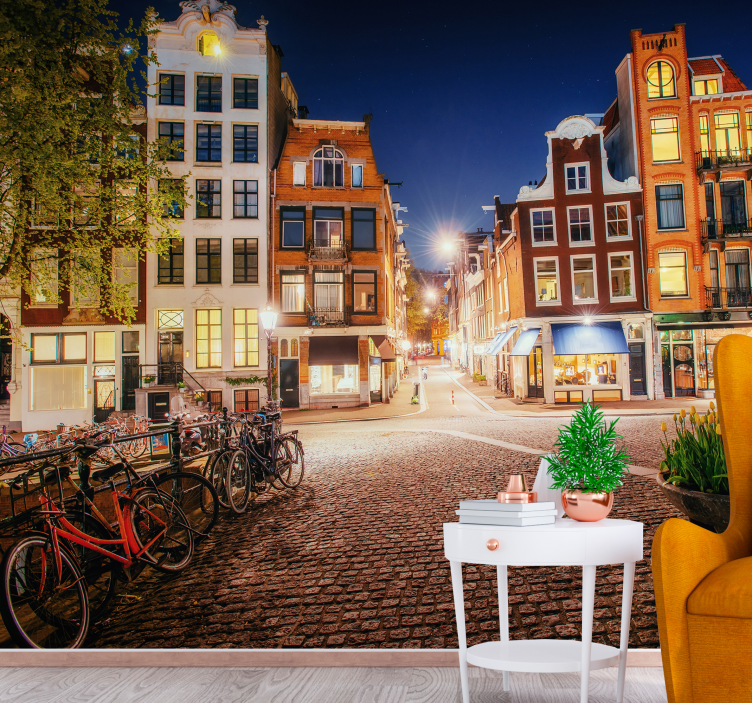 Tapisserie murale amsterdam rue charmante d'amsterdam - TenStickers