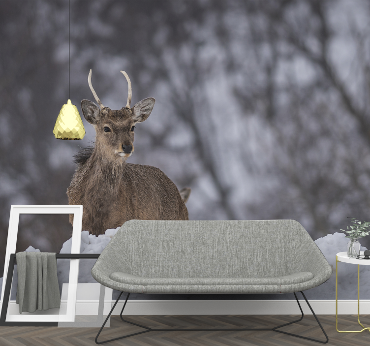 Tapisserie murale animaux cerf dans la neige - TenStickers