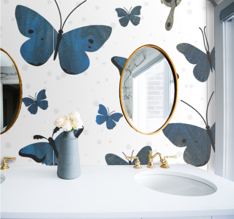 Tapisserie salle de bain papillon élégant en vol - TenStickers