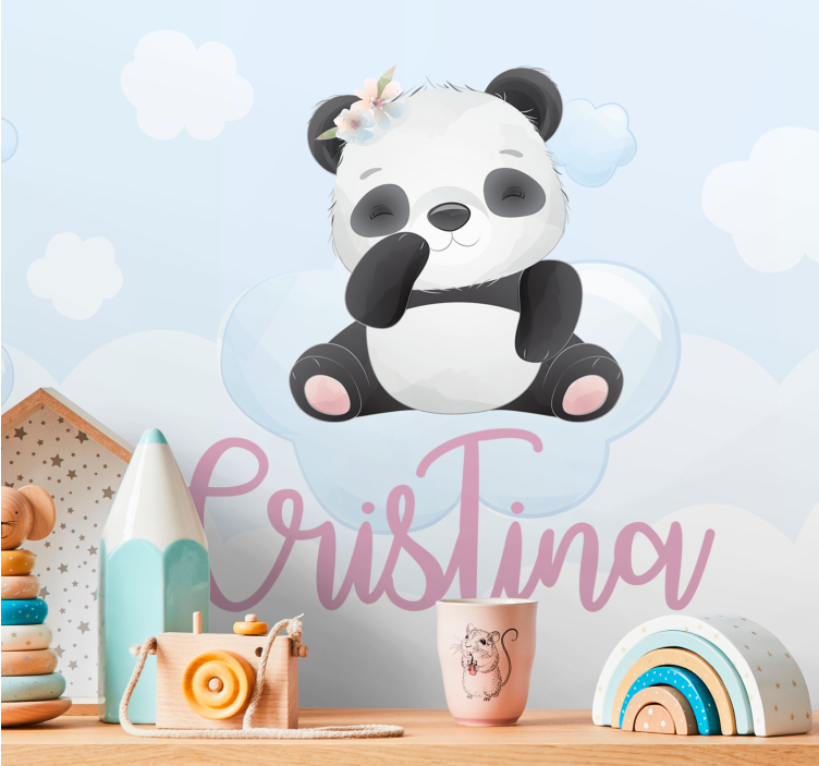 Tapisserie murale animaux design panda mignon - TenStickers
