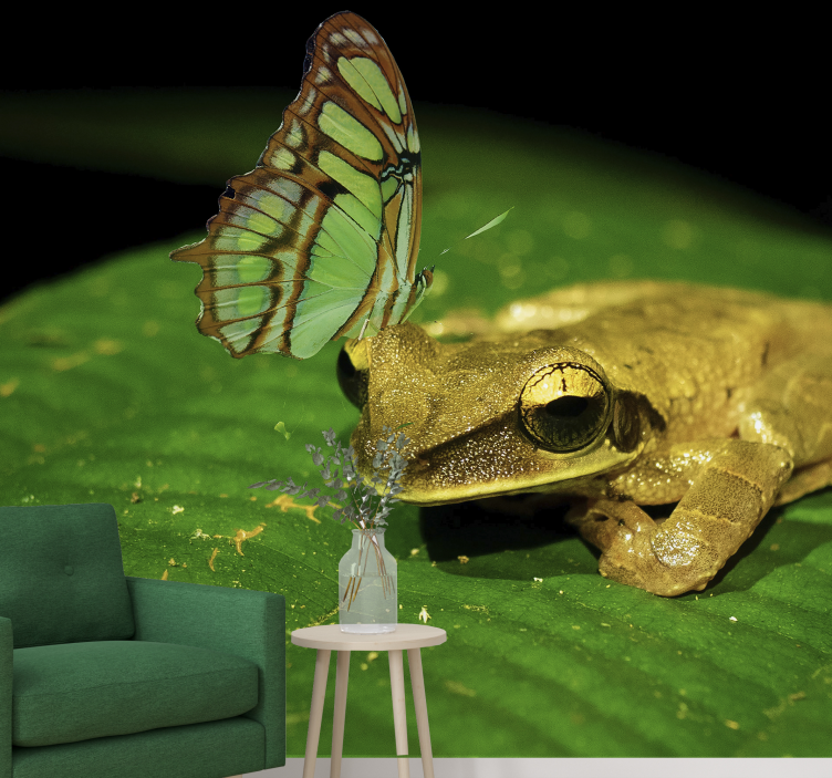 Tapisserie murale animaux grenouille et papillon - TenStickers