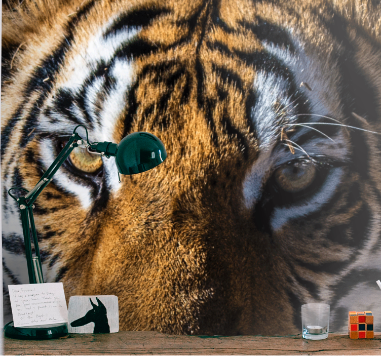 Tapisserie murale animaux gros plan sur un tigre - TenStickers