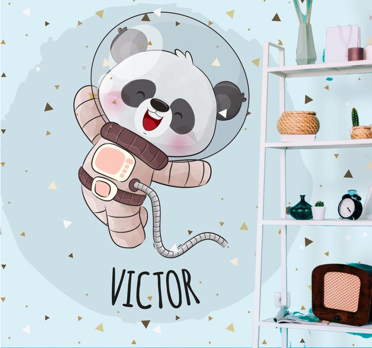 Tapisserie murale animaux panda astronaute heureux - TenStickers