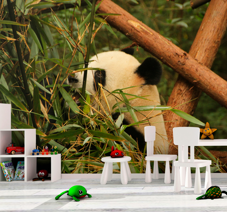 Tapisserie murale animaux panda parmi les bambous - TenStickers