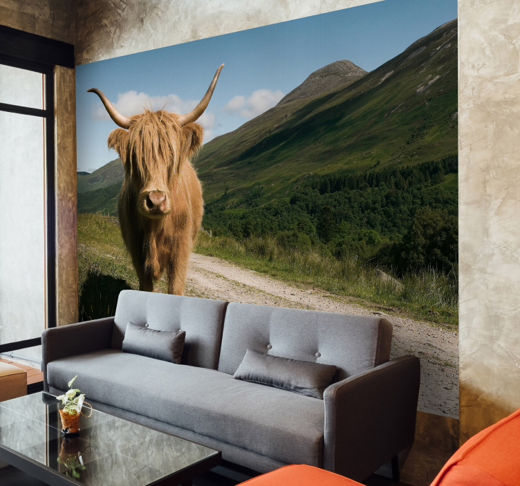 Tapisserie murale animaux portrait de bovin des highlands - TenStickers