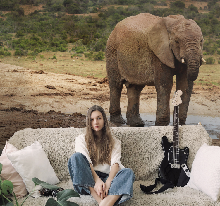 Tapisserie murale animaux rencontre avec un éléphant - TenStickers