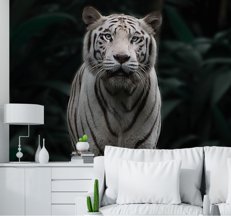 Tapisserie murale animaux tigre blanc royal - TenStickers