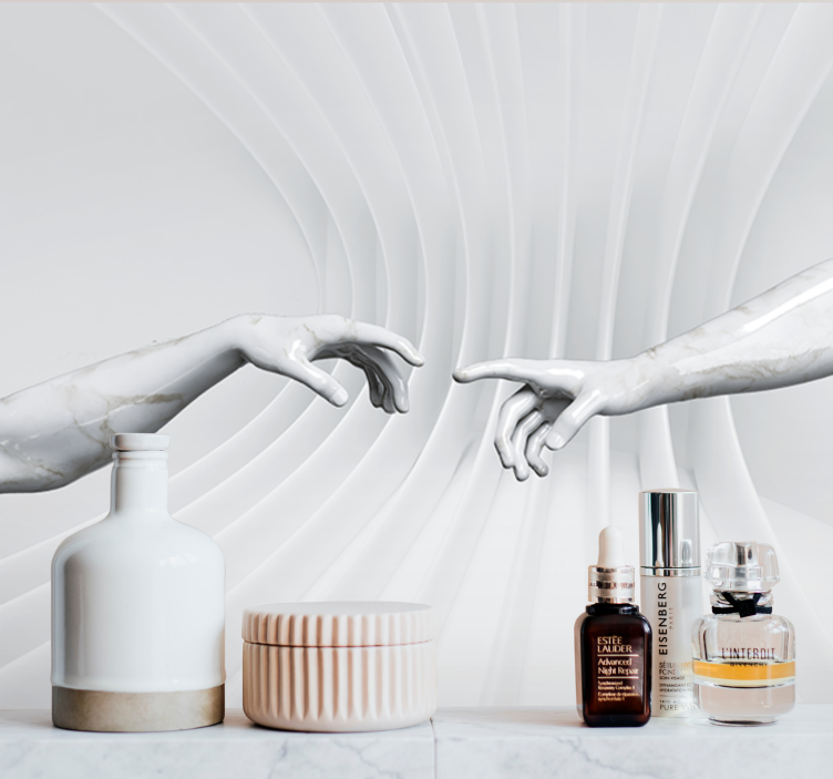 Tapisserie murale art mains en marbre - TenStickers