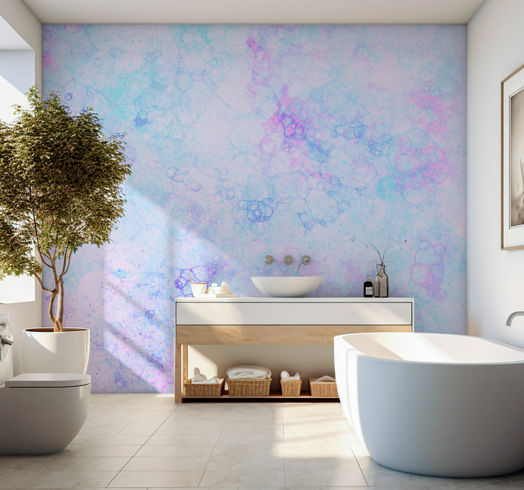 Tapisserie murale effet bulles roses et bleues - TenStickers