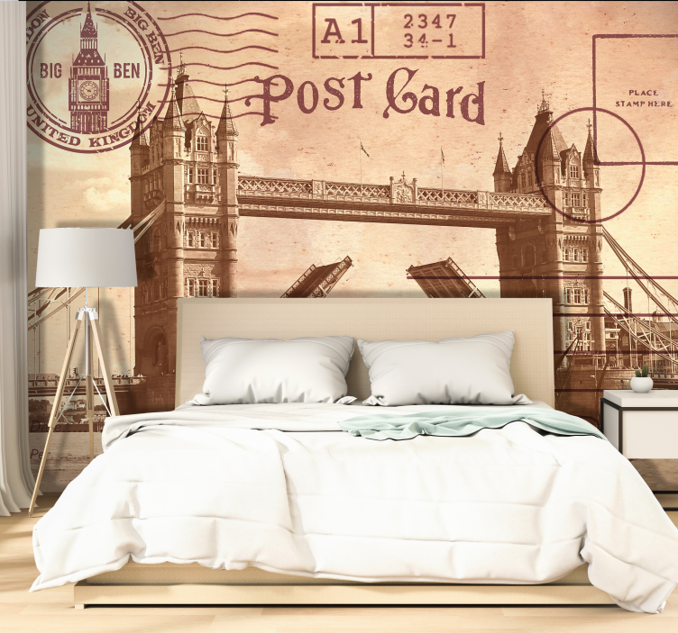 Tapisserie murale Londres carte postale vintage  - TenStickers