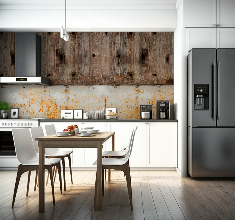 Tapisserie murale métal et bois - TenStickers