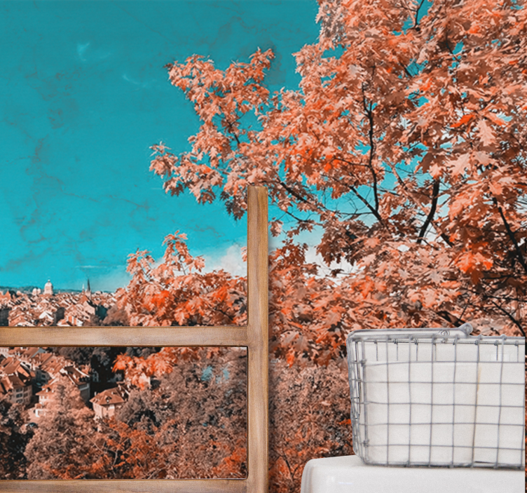 Tapisserie murale paysage automnal vibrant - TenStickers