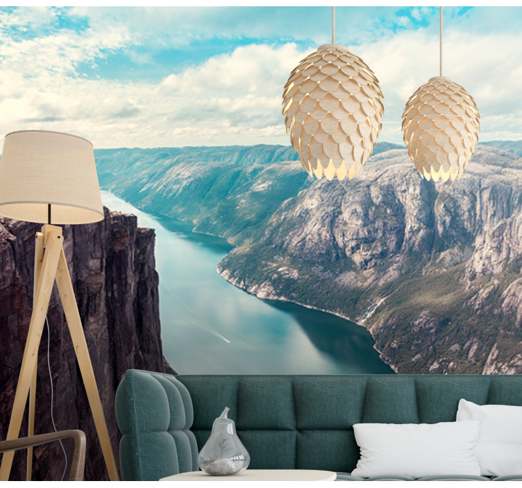 Tapisserie murale paysage grand fjord en perspective - TenStickers