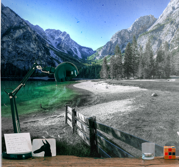 Tapisserie murale paysage lac montagneux sérénité - TenStickers