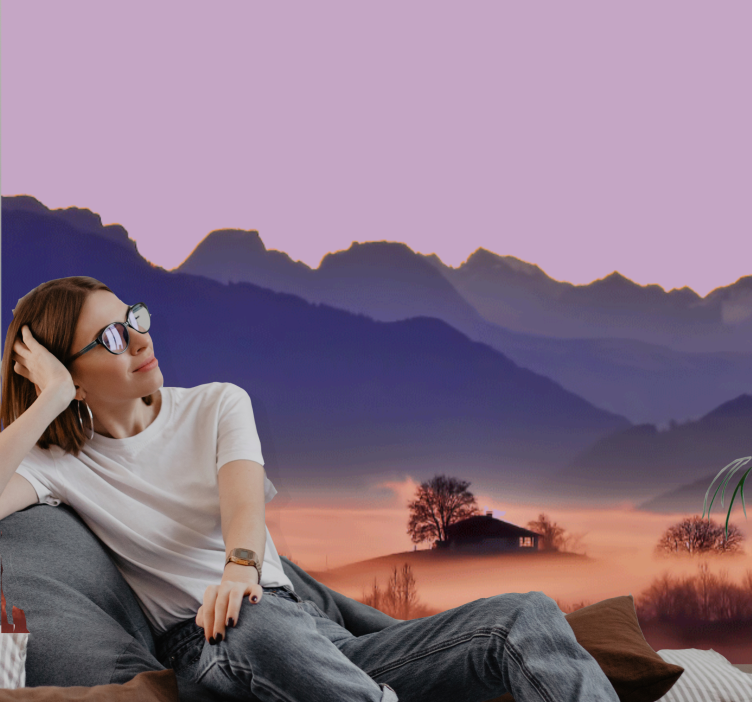 Tapisserie murale paysage montagne tranquille - TenStickers