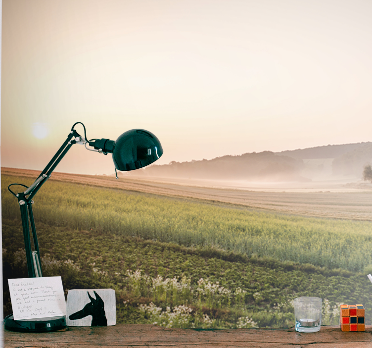 Tapisserie murale paysage prairies vertes tranquilles - TenStickers