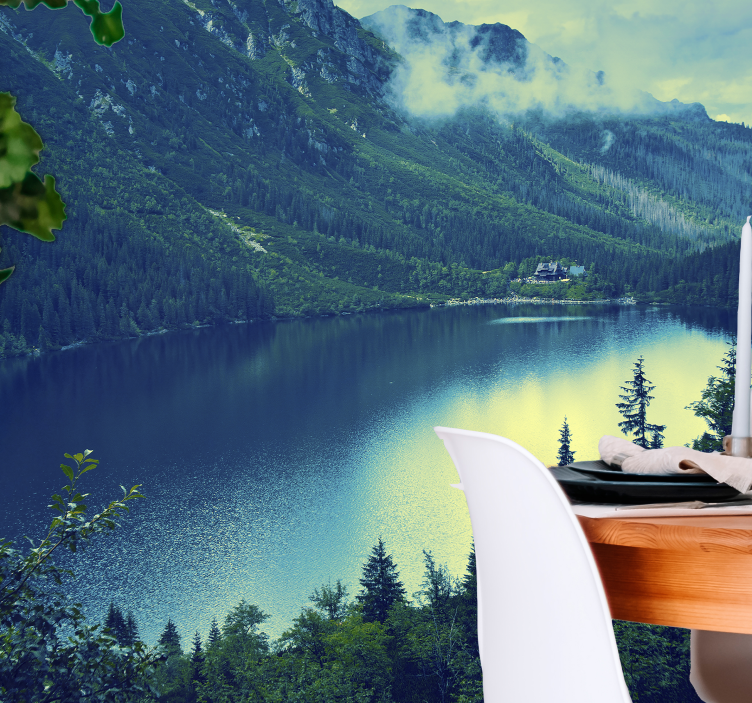 Tapisserie murale paysage reflet de la grande montagne - TenStickers