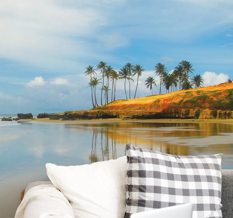 Tapisserie murale paysage reflet de palmier - TenStickers