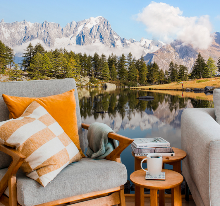 Tapisserie murale paysage réflexion de montagne - TenStickers