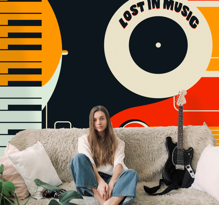 Tapisserie musique piano design rétro - TenStickers