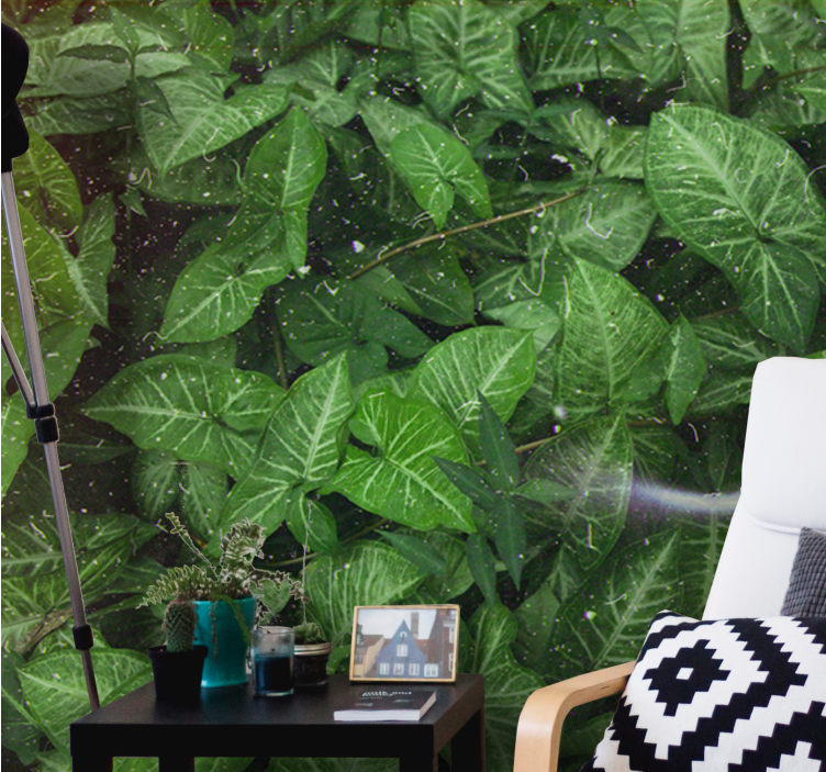 Tapisserie nature composition de feuilles vives - TenStickers