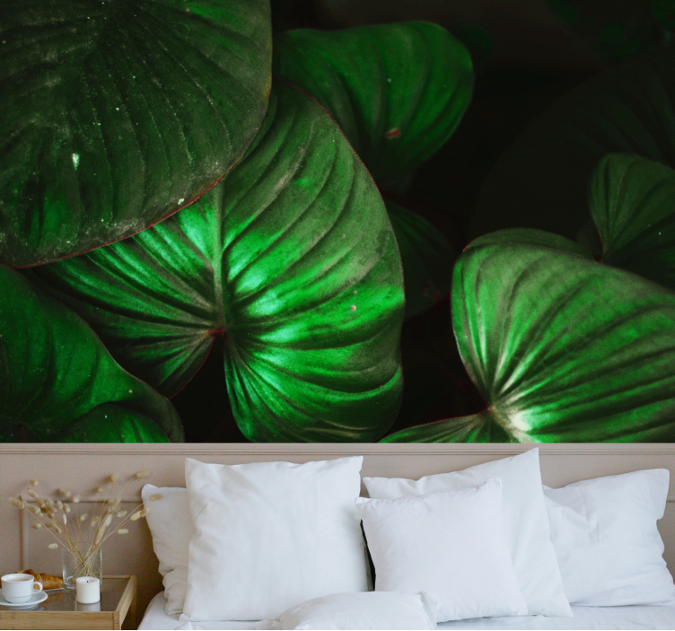 Tapisserie nature feuilles vertes vives - TenStickers